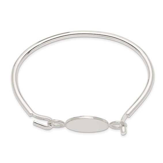 Sterling Silver Bangle w/Round ID Plate Bracelet
