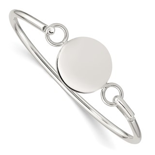 Sterling Silver Bangle w/Round ID Plate Bracelet