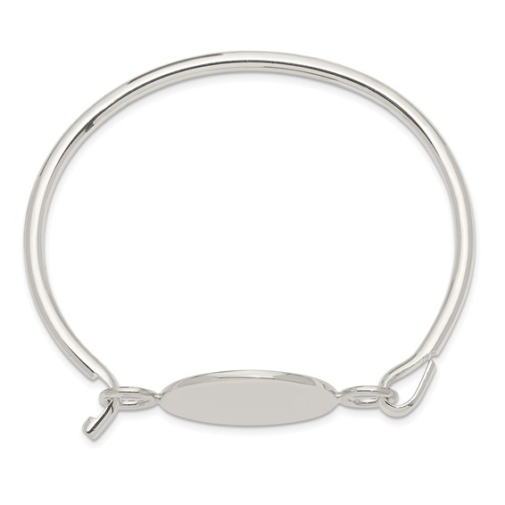 Sterling Silver Bangle w/Round ID Plate Bracelet