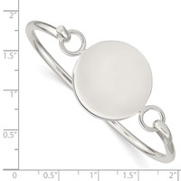 Sterling Silver Polished Engravable 26mm Round ID Plate Hook Closure Bangle Bracelet view 3