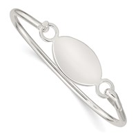 Sterling Silver Polished Engravable 25x15mm Oval ID Plate Hook Closure Bangle Bracelet view 1