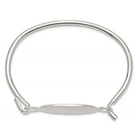 Sterling Silver Polished Engravable 33x 20mm Oval ID Plate Hook Closure Bangle Bracelet view 2
