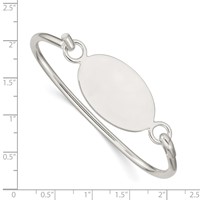 Sterling Silver Polished Engravable 33x 20mm Oval ID Plate Hook Closure Bangle Bracelet view 3