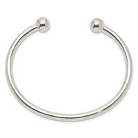 Sterling Silver Polished Round Ends 4mm Cuff Bangle Bracelet view 2