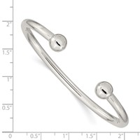 Sterling Silver Polished Round Ends 4mm Cuff Bangle Bracelet view 3