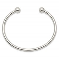 Sterling Silver Polished Round Ends Cuff Bangle Bracelet view 2