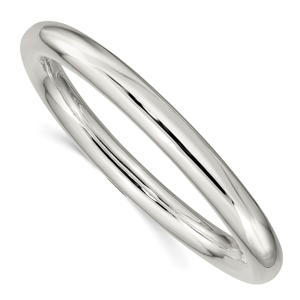 Sterling Silver Polished 8mm Tube Slip-on Bangle