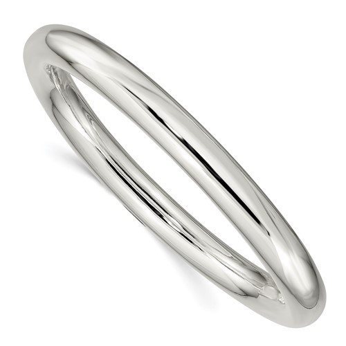 Sterling Silver Polished 8mm Tube Slip-on Bangle