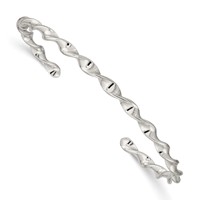 Sterling Silver Polished Twist Cuff Bangle view 1