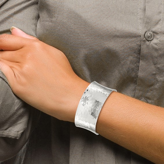 Sterling Silver Hammered Cuff Bangle