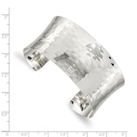 Sterling Silver Polished Hammered Concave 30mm Cuff Bangle view 3