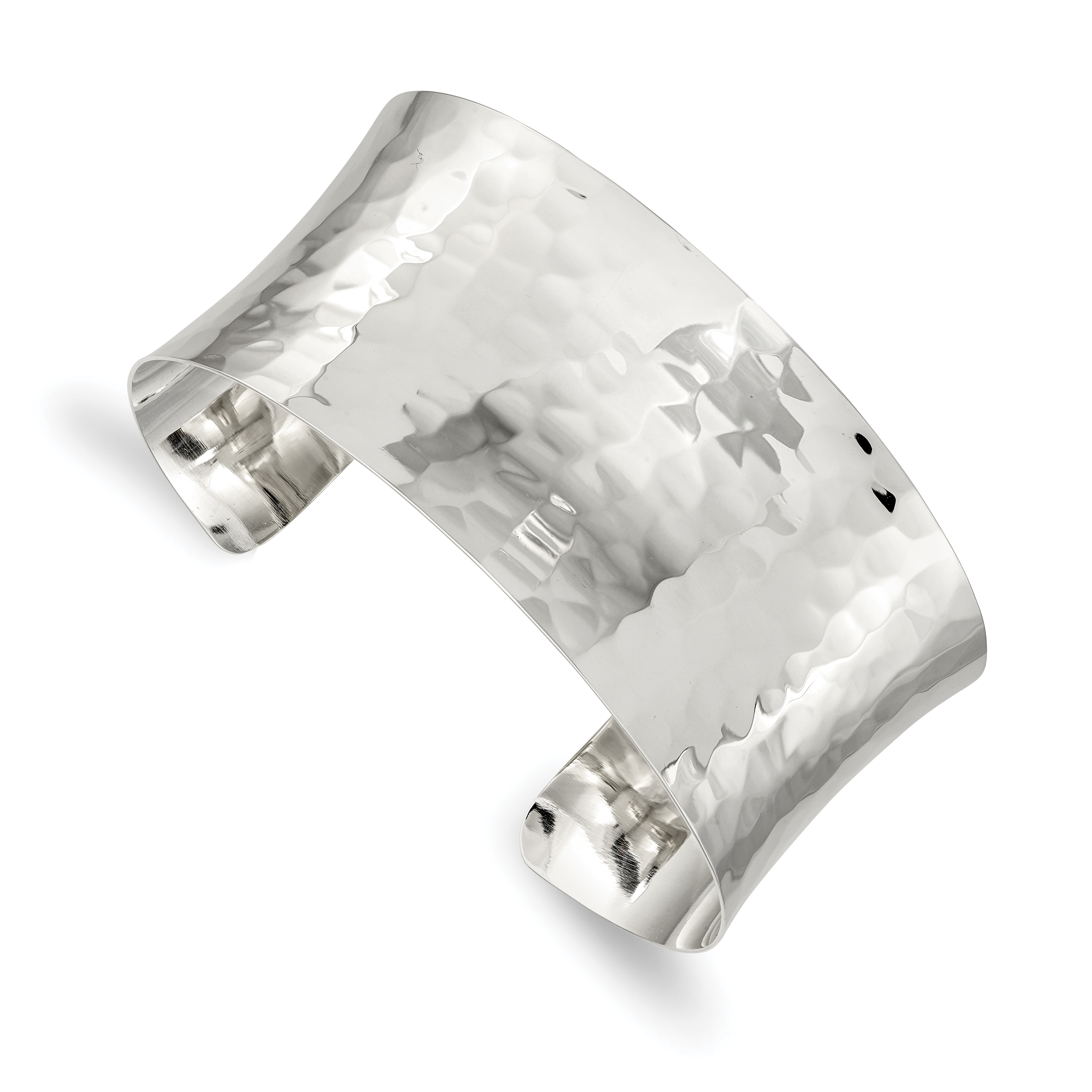 Sterling Silver 30mm Hammered Cuff Bangle (QB493)