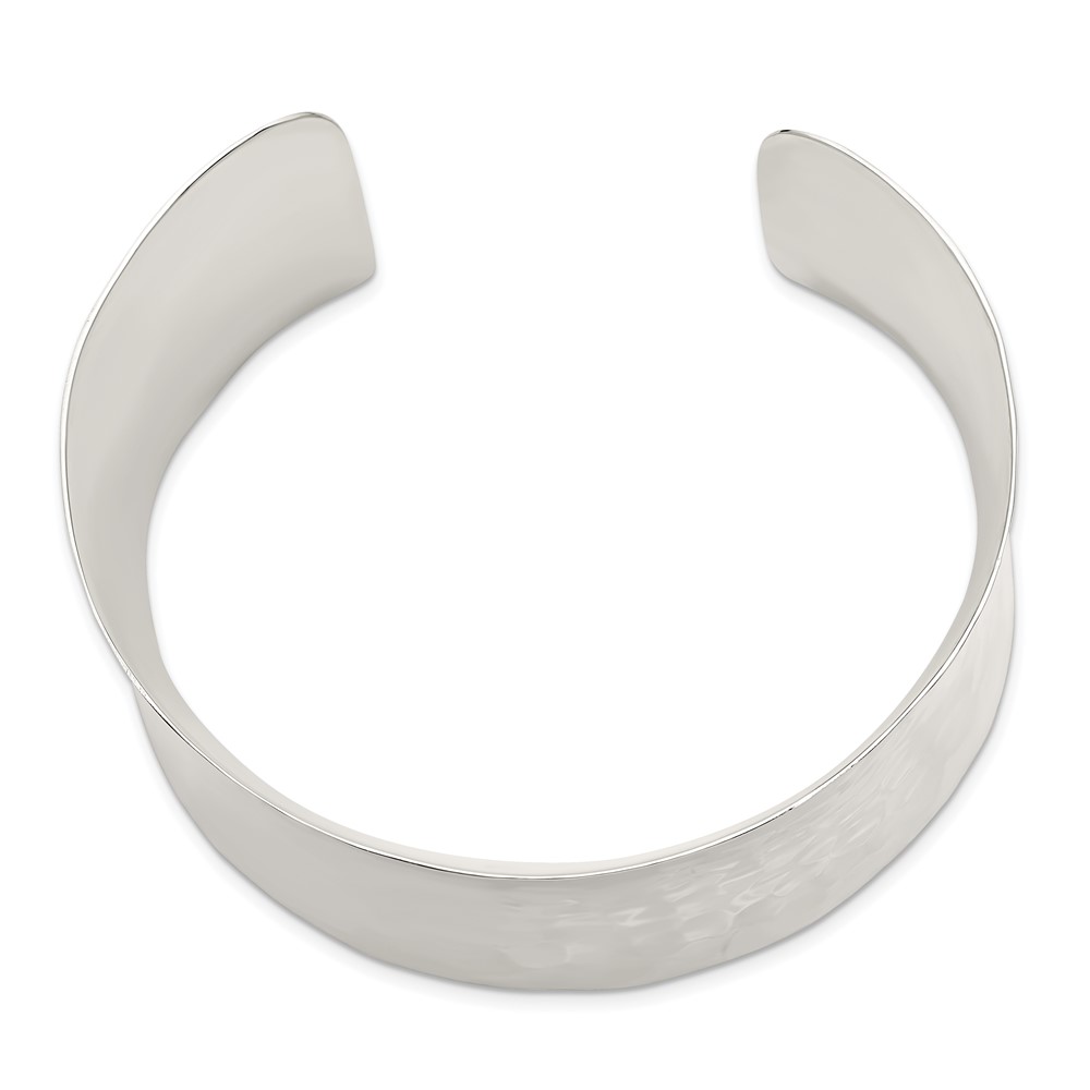 Sterling Silver 39.5mm Hammered Cuff Bangle (QB494)