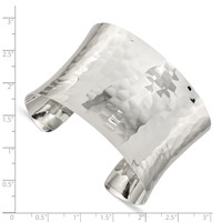 Sterling Silver Polished Hammered Concave 39.5mm Cuff Bangle view 3