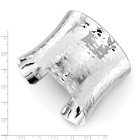 Sterling Silver Polished Hammered Concave 49.5mm Cuff Bangle view 3