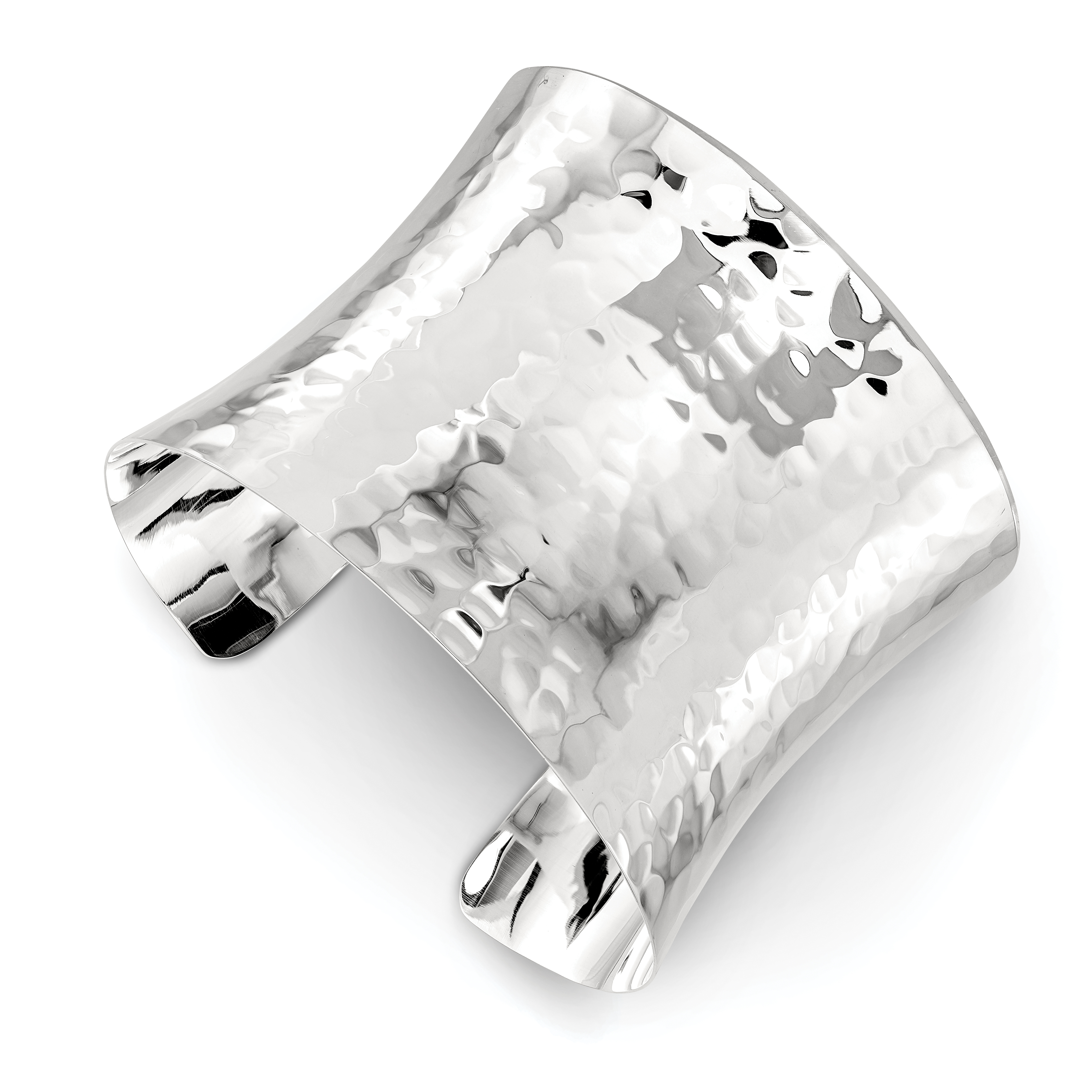Sterling Silver 49.5mm Hammered Cuff Bangle (QB495)