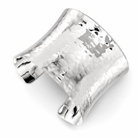 Sterling Silver Polished Hammered Concave 49.5mm Cuff Bangle view 1