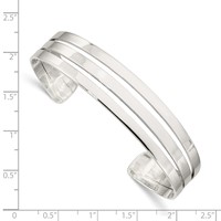 Sterling Silver Polished 3-Row Flat Cuff Bangle view 3
