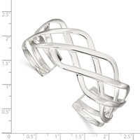 Sterling Silver Polished Woven Design Cuff Bangle view 3