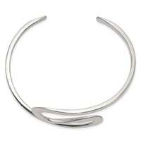 Sterling Silver Polished Abstract Cuff Bangle view 2