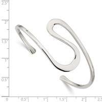 Sterling Silver Polished Abstract Cuff Bangle view 3