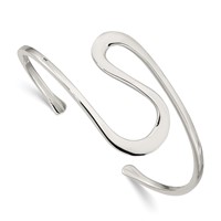 Sterling Silver Polished Abstract Cuff Bangle view 1