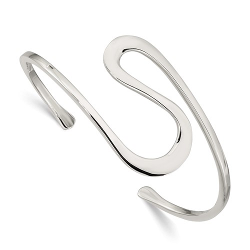Sterling Silver Polished Abstract Cuff Bangle
