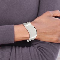 Sterling Silver Polished Wave Cuff Bangle view 4
