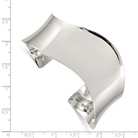 Sterling Silver Polished Wave Cuff Bangle view 3