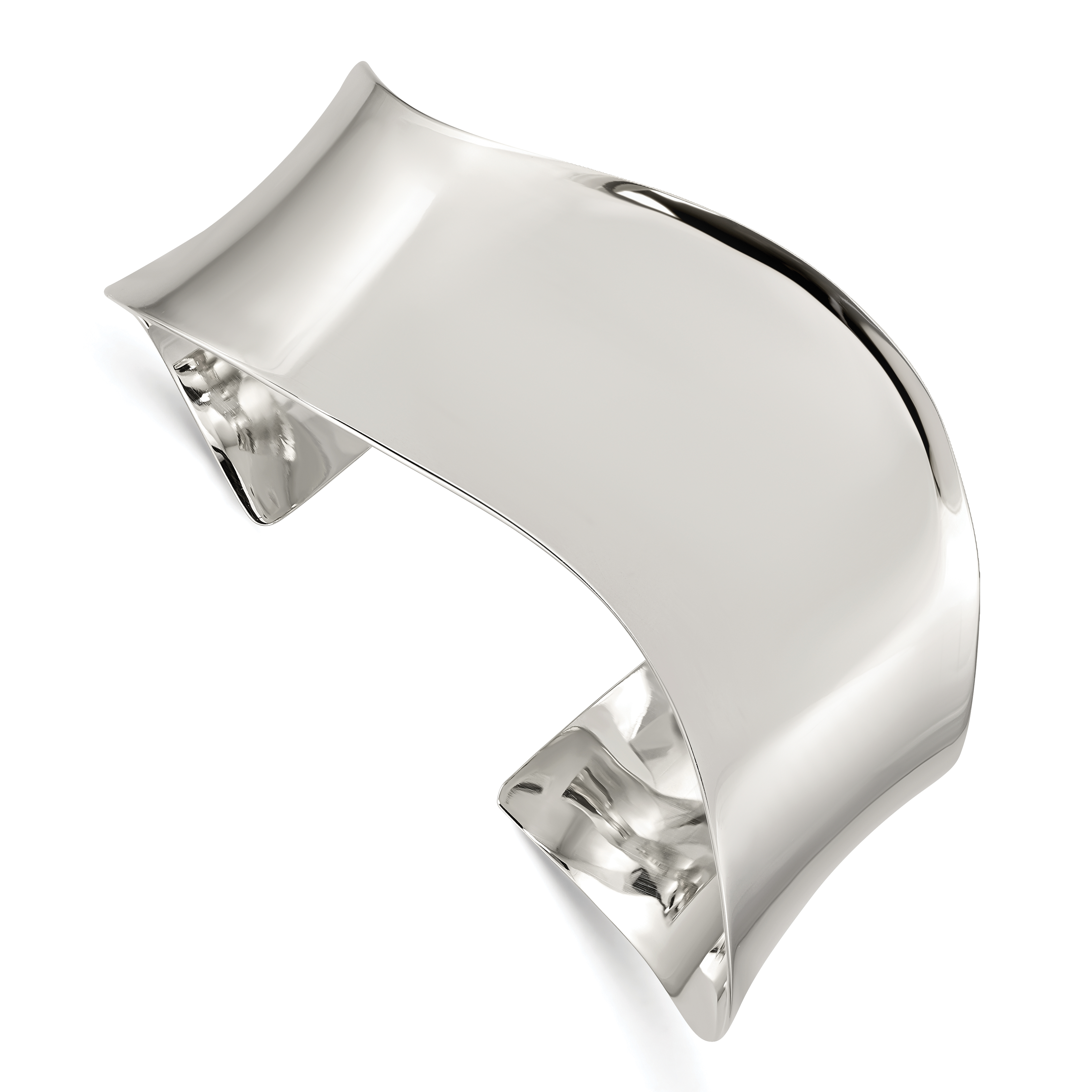 Sterling Silver Polished Wave Cuff Bangle (QB545)
