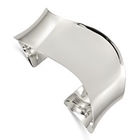 Sterling Silver Polished Wave Cuff Bangle view 1