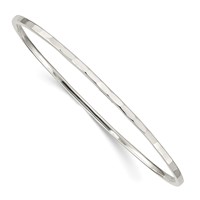 Sterling Silver Polished Hammered 2mm Slip-on Bangle view 1