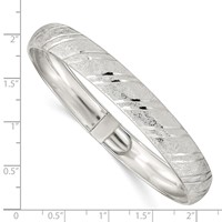 Sterling Silver Polished Diamond-cut 10.5mm Flexible Bangle view 3