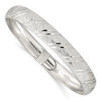 Sterling Silver Polished Diamond-cut 10.5mm Flexible Bangle view 1
