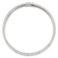 Sterling Silver Polished Diamond-cut Textured 14.25mm Flexible Bangle view 2