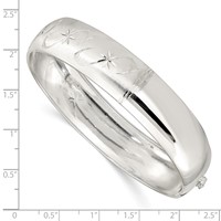 Sterling Silver Polished Diamond-cut Textured 14.25mm Flexible Bangle view 3