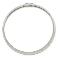 Sterling Silver Polished Diamond-cut Textured 10mm Flexible Bangle view 2