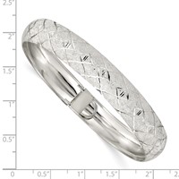 Sterling Silver Polished Diamond-cut Textured 10mm Flexible Bangle view 3