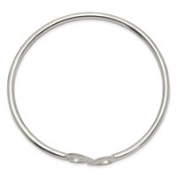 Sterling Silver Polished Two Hearts Flexible Bangle view 2
