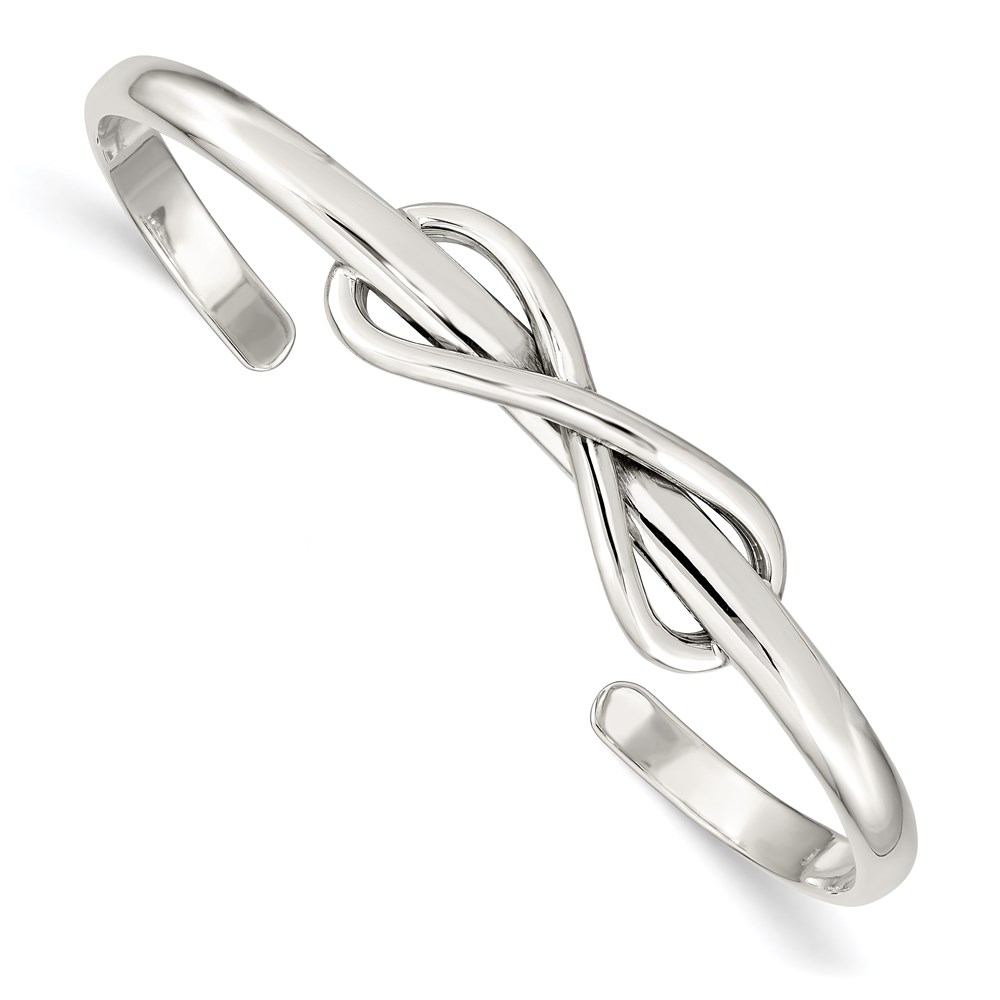 Sterling Silver Polished Infinity Cuff Bangle
