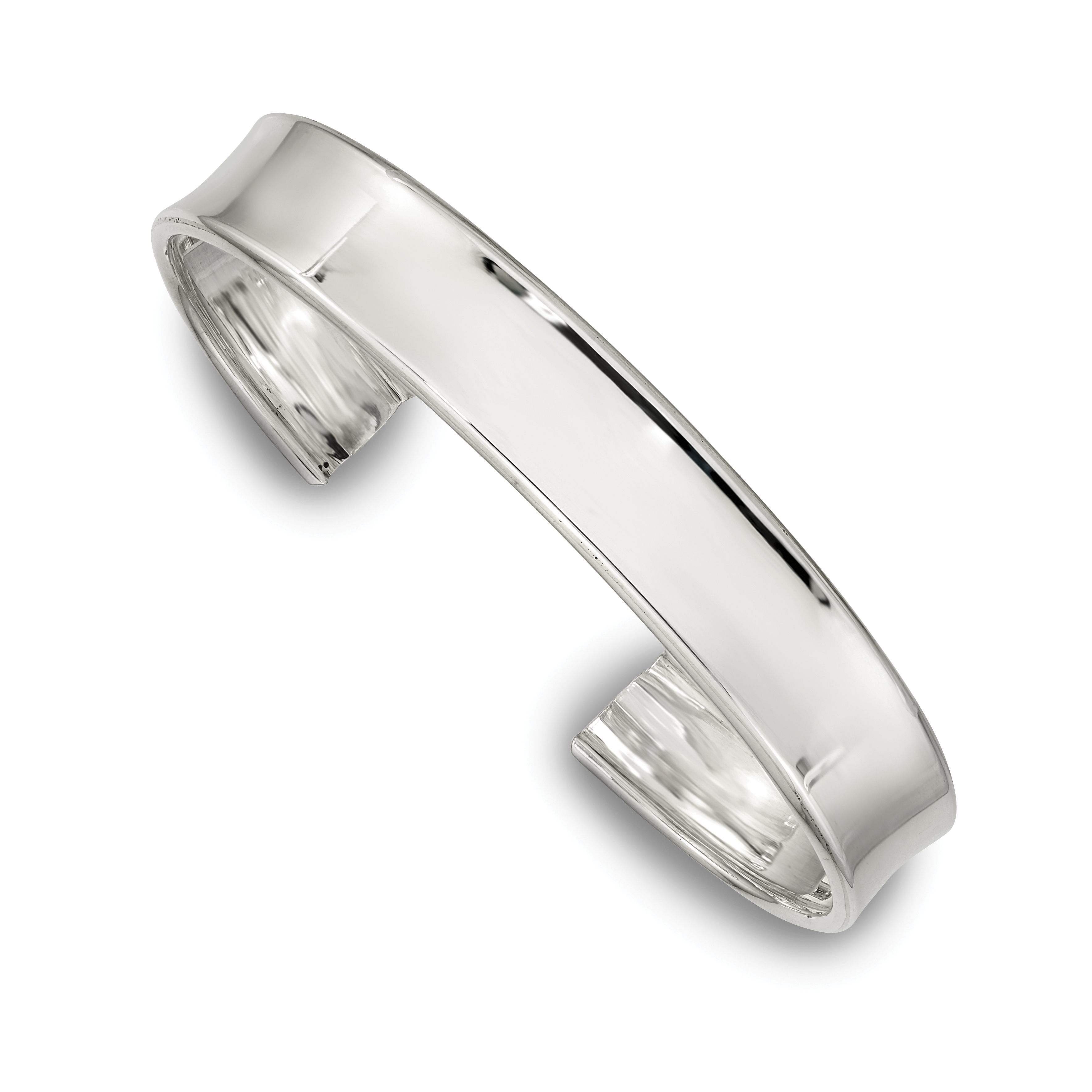 Sterling Silver 10mm Polished Cuff Bangle (QB606)