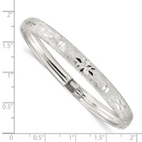 Sterling Silver Laser and Diamond-cut 6.5mm Flexible Bangle view 3