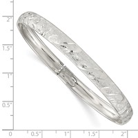 Sterling Silver Diamond-cut 6.5mm Flexible Bangle view 3