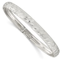 Sterling Silver Diamond-cut 6.5mm Flexible Bangle view 1