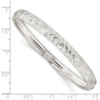 Sterling Silver Laser and Diamond-cut 6.5mm Flexible Bangle view 3