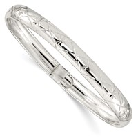 Sterling Silver Diamond-cut 7mm Flexible Bangle view 1