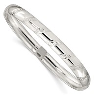 Sterling Silver Diamond-cut 7mm Flexible Bangle view 1