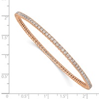 Sterling Shimmer Sterling Silver Rose-tone Flash Rose Gold-plated 93 Stone CZ Bangle Bracelet view 3