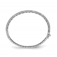 Sterling Shimmer Sterling Silver Rhodium-plated 175 Stone Pav‚ CZ Hinged Bangle Bracelet view 2