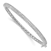 Sterling Shimmer Sterling Silver Rhodium-plated 175 Stone Pav‚ CZ Hinged Bangle Bracelet view 1
